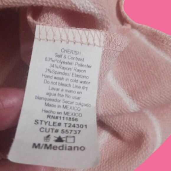 Cherish Pink & White Striped Womens Top size medium - Picture 2 of 7